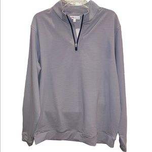NWOT Peter Millar size Large Perth Mini-Stripe Stretch Loop Terry Quarter-Zip
